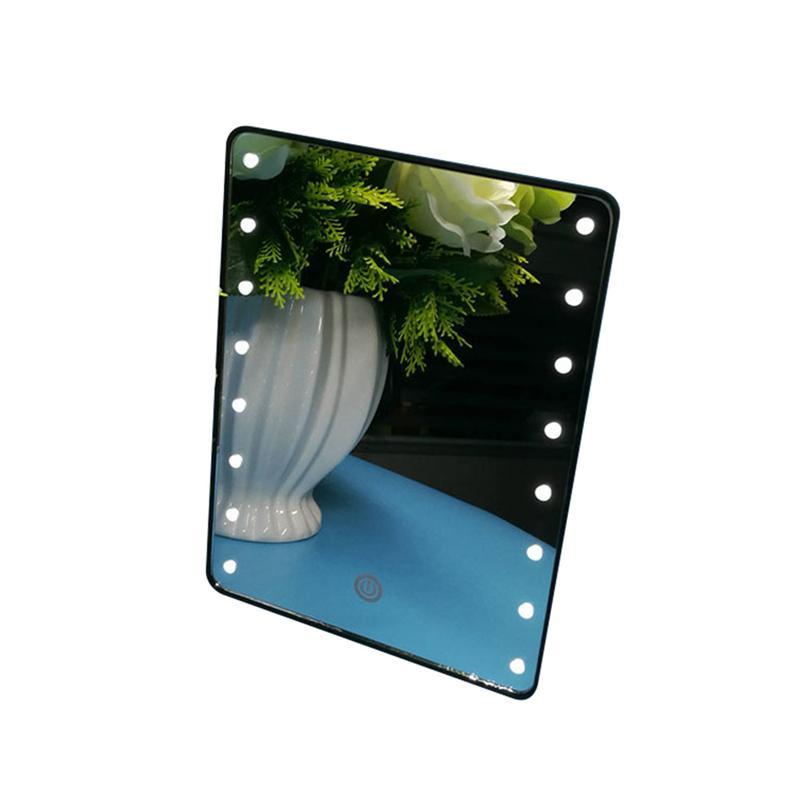 Makeup Mirror with 16 LEDs Cosmetic Mirror with Touch Dimmer Switch Battery Operated Vanity Mirror with Stand for Tabletop: Black