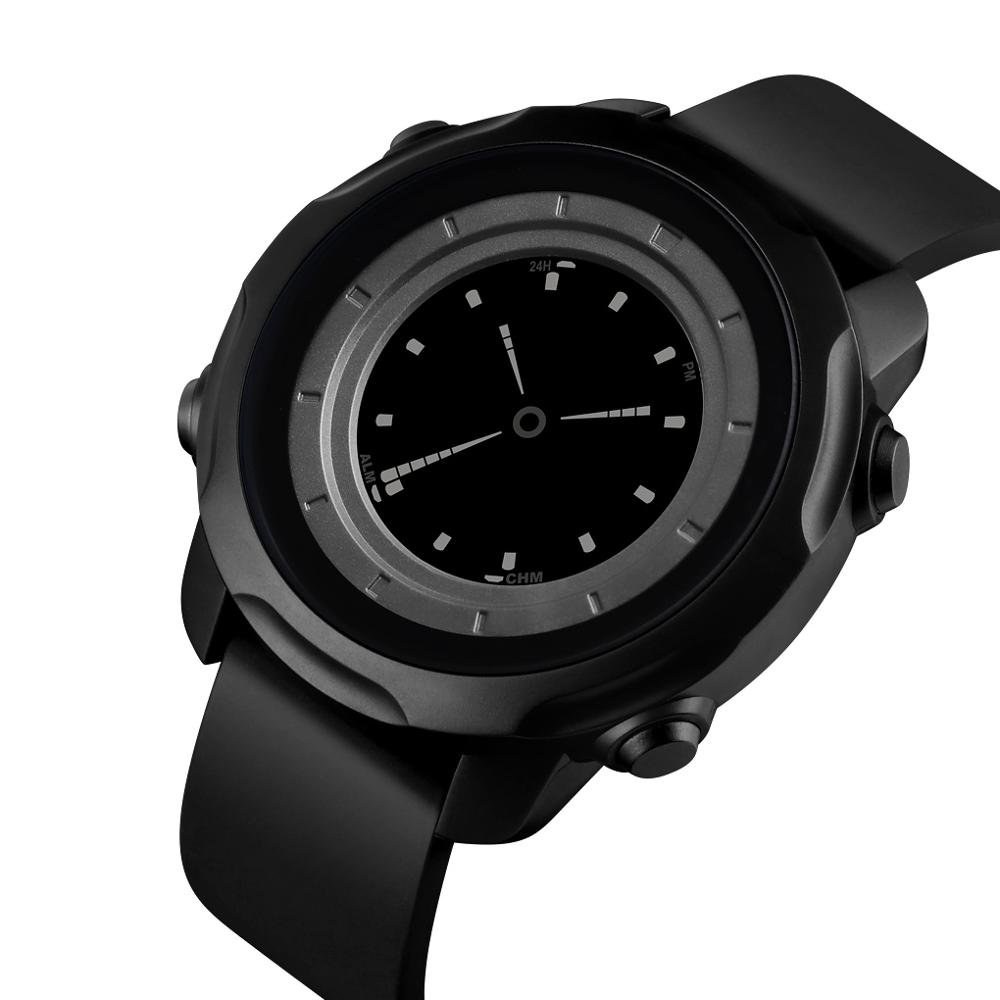 SKMEI Two Display Men's Electronics Watch 50M Waterproof LED Silica Watch Digital Wristwatches Mens Alarm relogios 1571: black black