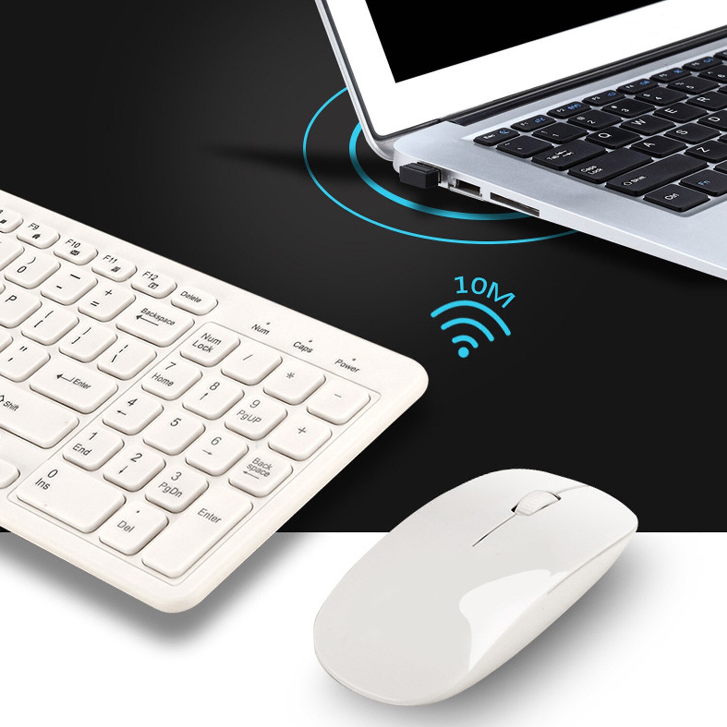 Elisona 2.4 GHz Wireless Keyboard and Mouse Set Ultra Slim Key board pad with Number Pad Mini Keyboard for Desktop PC Laptop