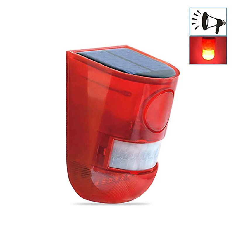Solar Sound & Light Alarm Motion Sensor 110 Decibel Siren Sound Alarm & 6 LEDs Flash Warning Strobe Security Alarm System for Farm Villa