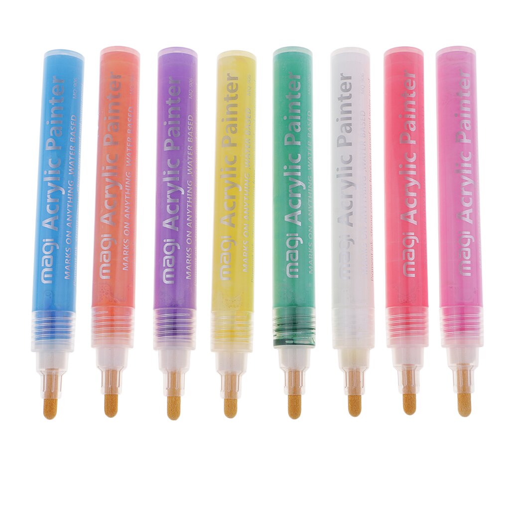 8 farver / sæt akrylmaling markører kunst permanent maleri pen tuschpen