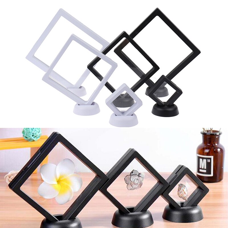 1pcs Square 3D Floating Jewelry Coin Display Frame Holder Box Case Stand Home Decoration