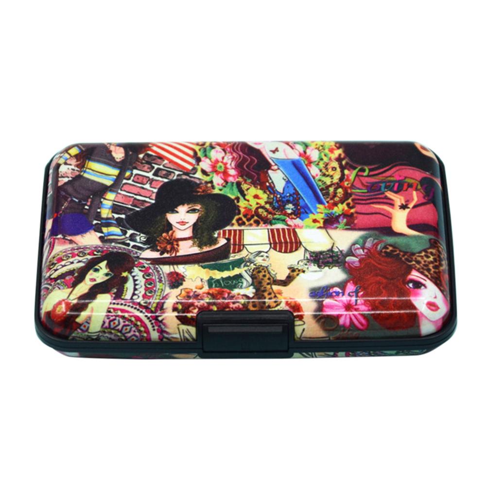 Boîte de cartes de crédit Anti-vol, numérisation RFID imprimée pour femmes, poche porte-cartes: 05