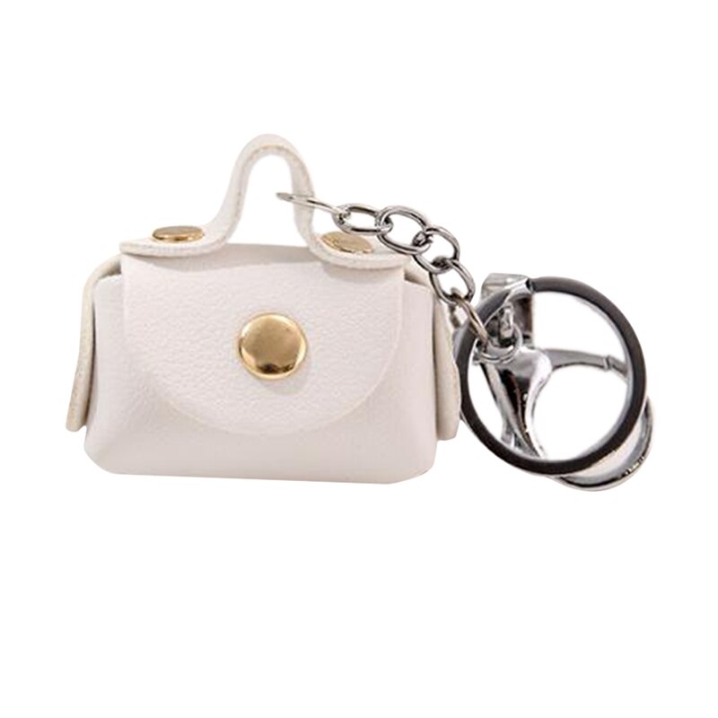 1 pçs adorável bolsa de couro feminino chaveiro acessórios charming bolsa chaveiro pingente jóias: white