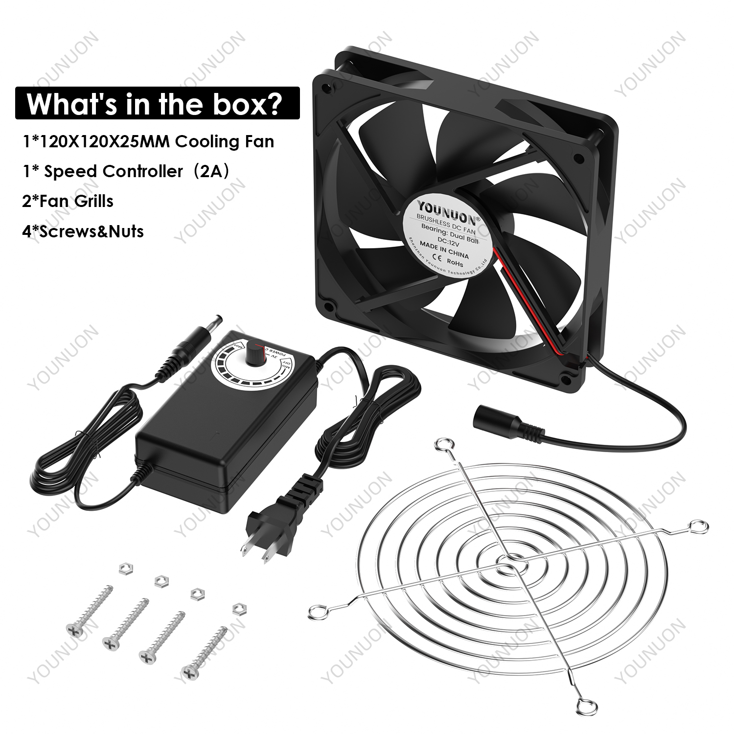 120Mm Computer Ventilator Met Speed Controller Ac Stekker Netsnoer 110V 220V Naar Dc 3V - 12V 2A Uitlaat Cooling Router Groeien Tent Plant