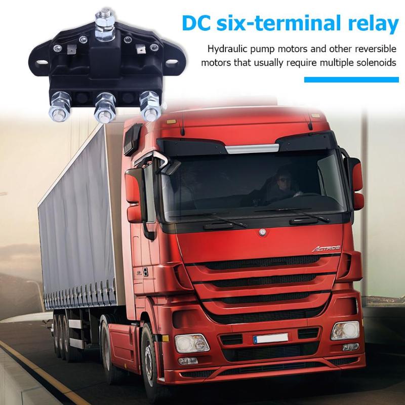 Threaded Studs 6 Terminals 12V Reversing Polarity Contactor Relay Winch Motor Reversing Solenoid Switch Car Styling