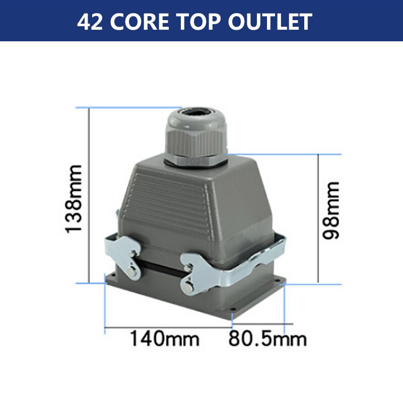 Rectangular Heavy Duty Connectors HDC HE 4 6 8 10 16 20 24 32 48 Core Pin 16A Waterproof Aviation Plug Top Side Line Connector: 48 core top line
