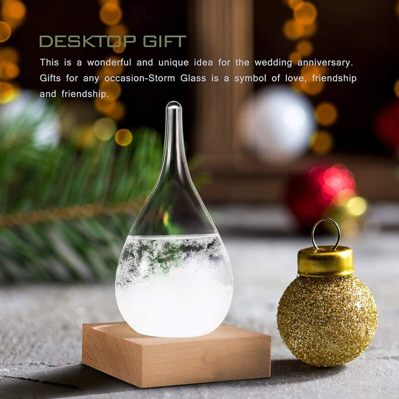 Tempest verre prédicteur météo prévision baromètre décoratif en forme de gouttes petite bouteille avec socle en bois J2Y