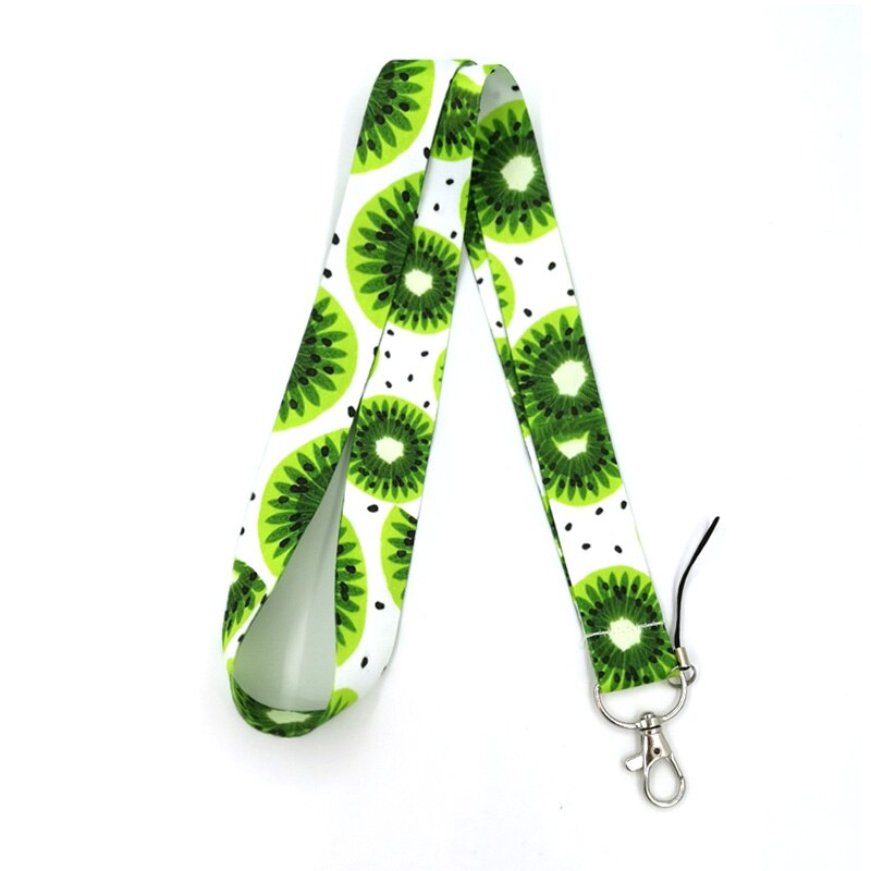 Frukt kiwi halsrem lanyard för nycklar nyckelring id-kort märkeshållare mobiltelefon remmar hänga rep webbing band nyckelsnöre