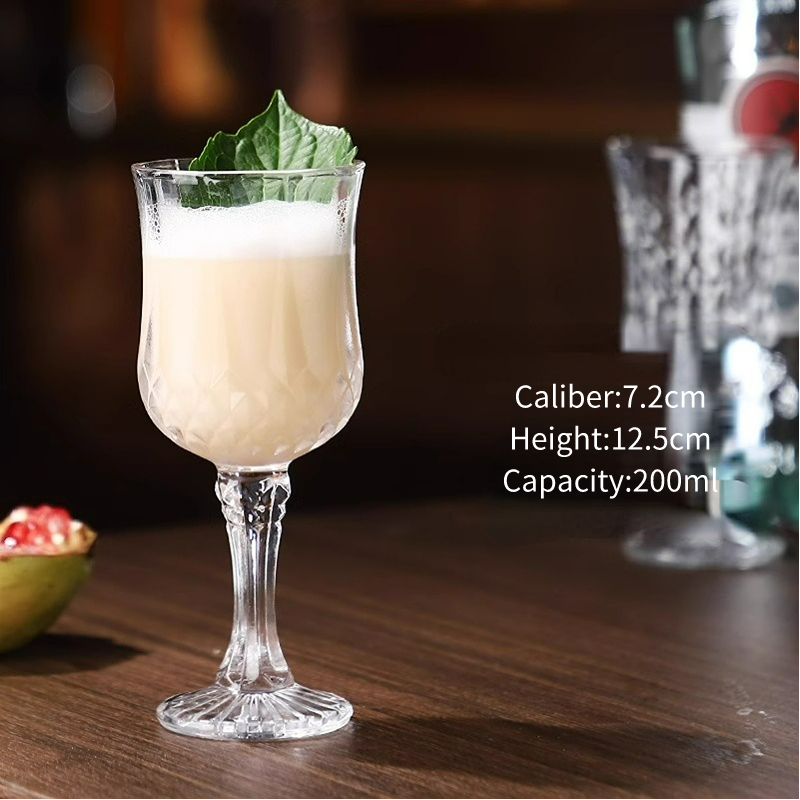 French Style Embossed Champagne Glass Cup Cocktail Glasses Cups Goblet Wine Glass Diamond Liqueur Glasses Drinkware: Blue