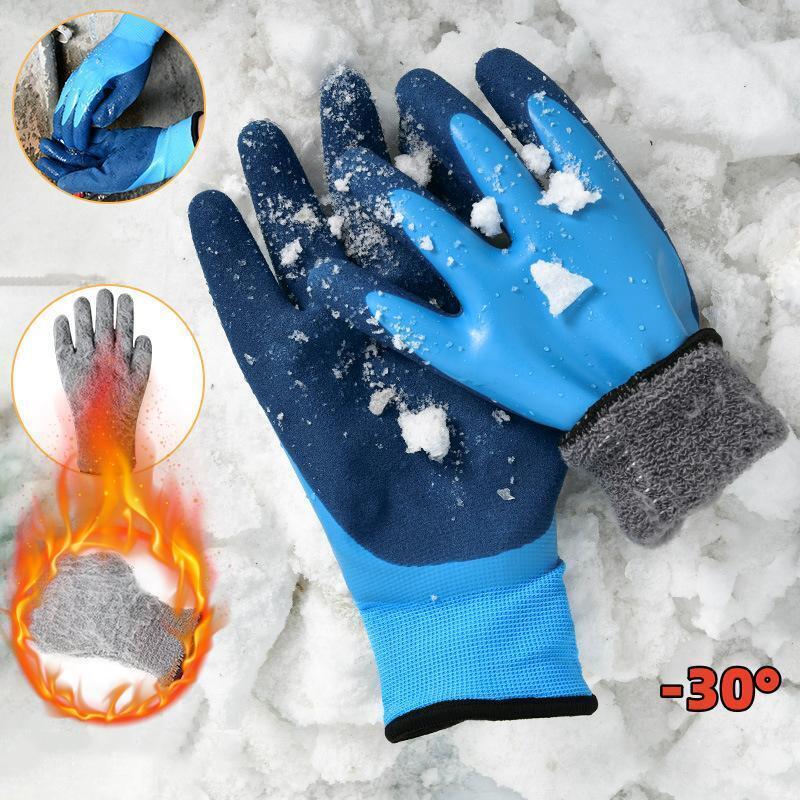 Guantes térmicos de seguridad para el trabajo, impermeables, antideslizantes, de goma, para jardín, protección de manos, invierno, 1 par: BLANCO