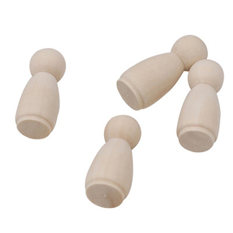 20Pcs 35Mm Unpainted Blanco Houten Peg Poppen Nestelen Set Peg Poppen Ambachten Diy Houten Figuren Familie Creatieve Kid speelgoed Bruiloft Thuis