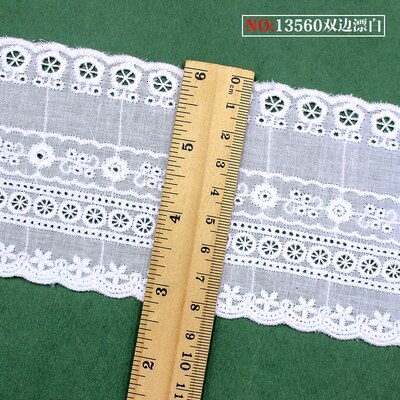 5 meter / verpakking zelfgemaakte accessoires, naaimateriaal, kantbreedte 15.5cm,  witte katoenen stof, borduurrand ,rs1160