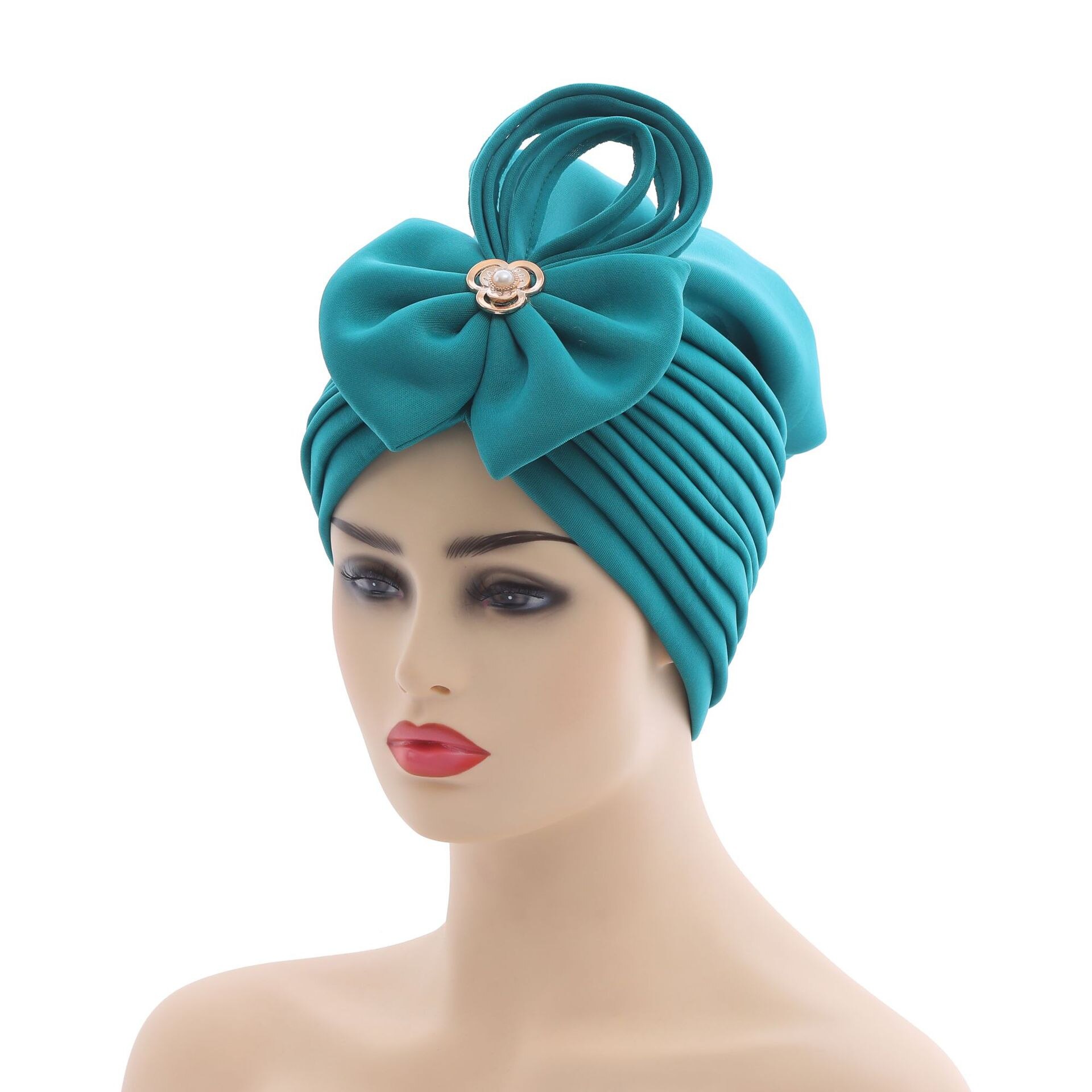 2022 neueste Nigerian Hochzeit Gele Kappe Afrikanische Auto Gele Headtie Muslimischen Turban Kappe Arabische Indien Hütte Weibliche Kopf wickeln Turbante mujer: Pfau Blau