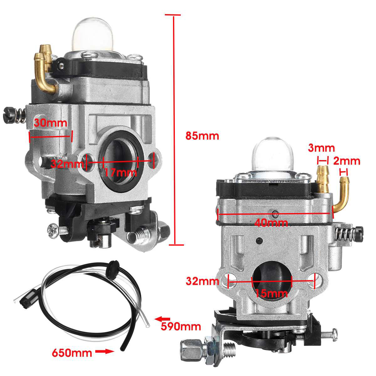 Motorcycle Carb Carburetor 15mm 2 Stroke Carburettor for 43Cc 47Cc 49Cc 50Cc 52Cc Scooter ATV Dirt Bike Lawn Mower