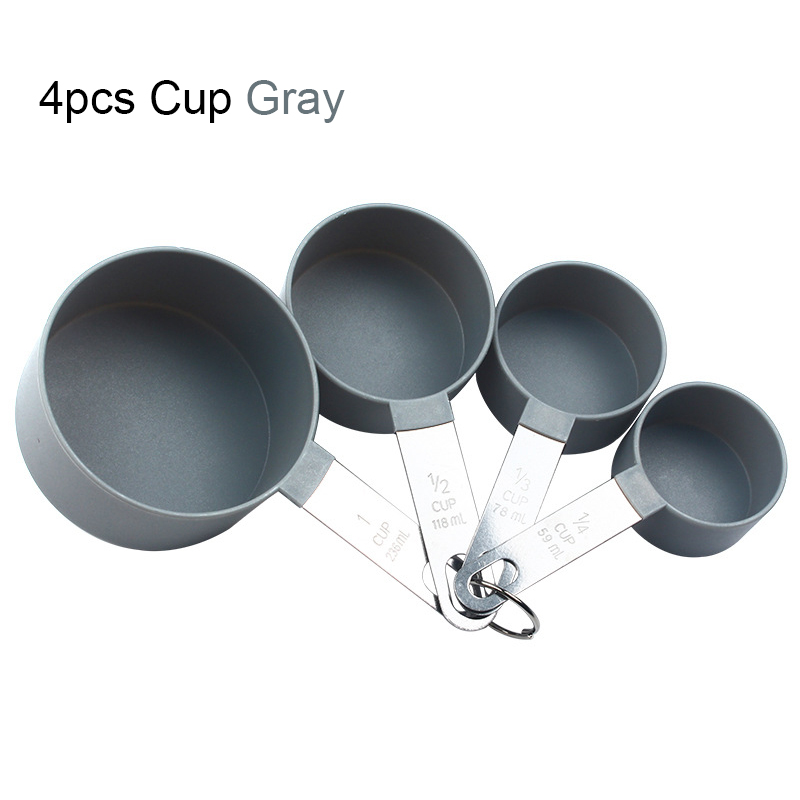 4/8 uds/1 Juego taza medidora cucharadita cuchara multiusos para azúcar pastel hornear harina taza medidora utensilio de medición de cocina para el hogar: Azul