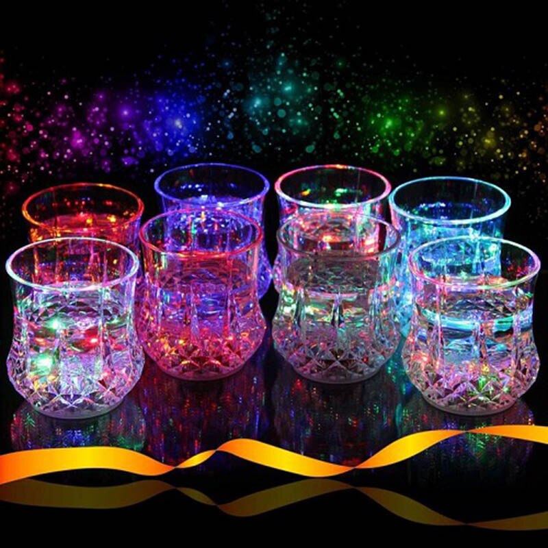 Liquid Activated Multicolor LED Glasses LED Flashing Juice Glass 200-300ML LED Drink Cup Flash Cups Led Glasses Drink Cup