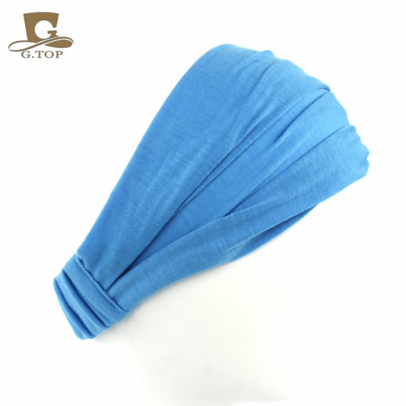 Diadema de algodón para mujer, turbante, bandas elásticas para el cabello de Color sólido, diadema para Yoga, diadema para el cabello de maquillaje, Bandana 2 en 1, accesorios para el cabello
