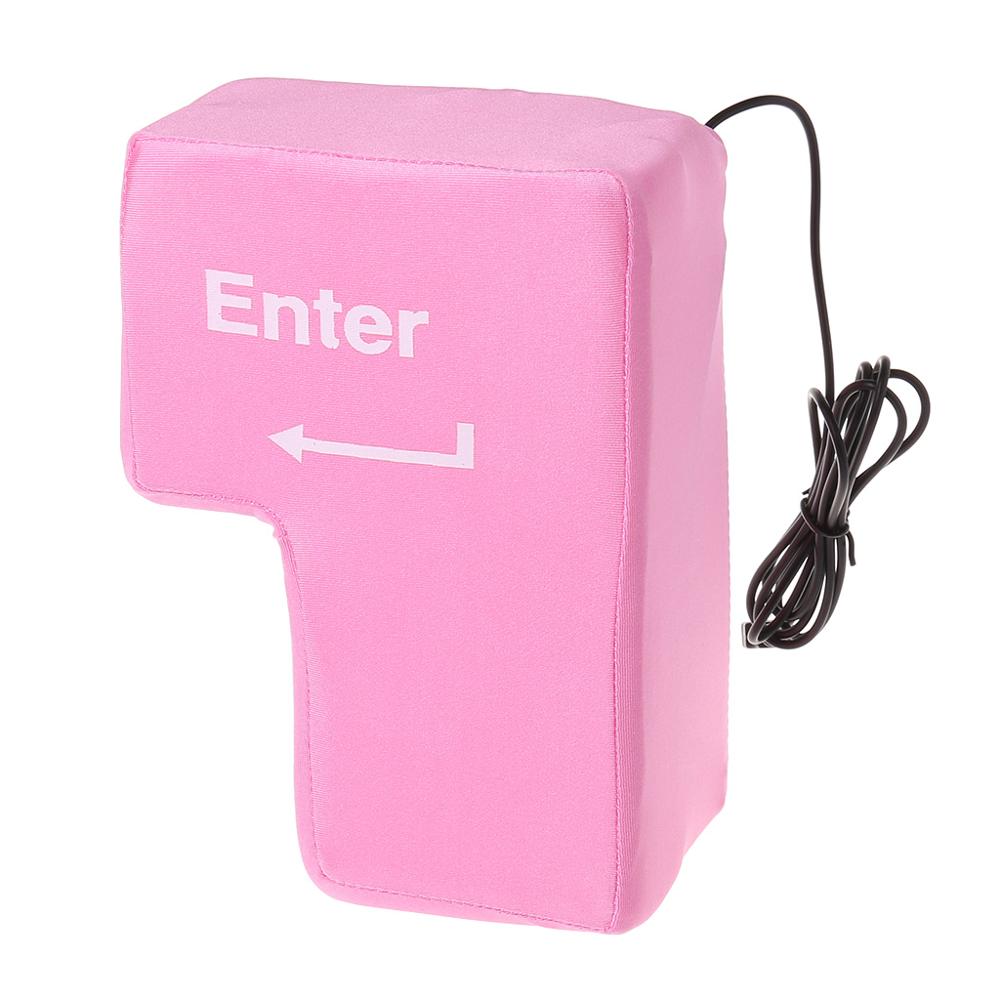 USB Big Enter Key Decompression Large Enter Key Computer Vent Button Desktop Pillow for Programmer Stress Relief Gadget