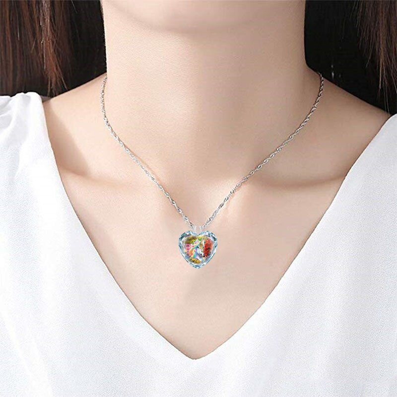 Unicorn lady pendant cute lady jewelry heart necklace blue crystal jewelry sunflower necklace pendant luxury jewelry