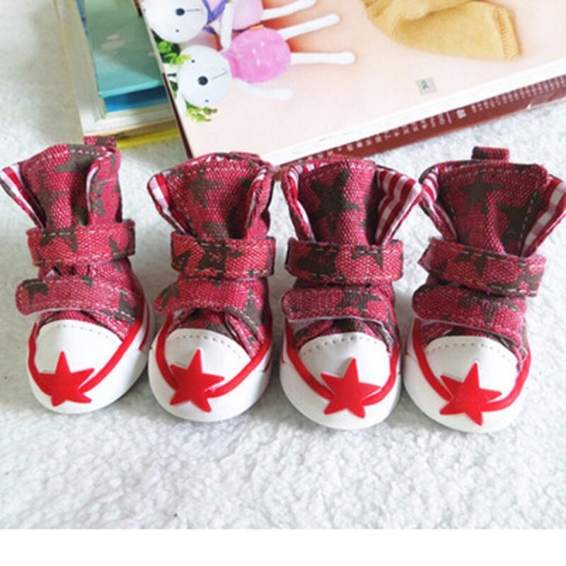 WLYANG-chaussures en tissu pour chien | Chaussures pour animaux de compagnie, bottes pour gros chien, 4 pièces/ensemble, rouge et bleu