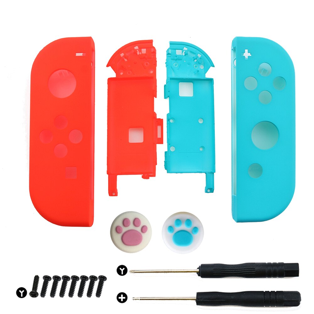 YuXi Plastic Right Left Housing Shell Case Cover for Nintendo Switch NS NX Joy-Con Controller with Silicone Analog Thumb Grip: LD