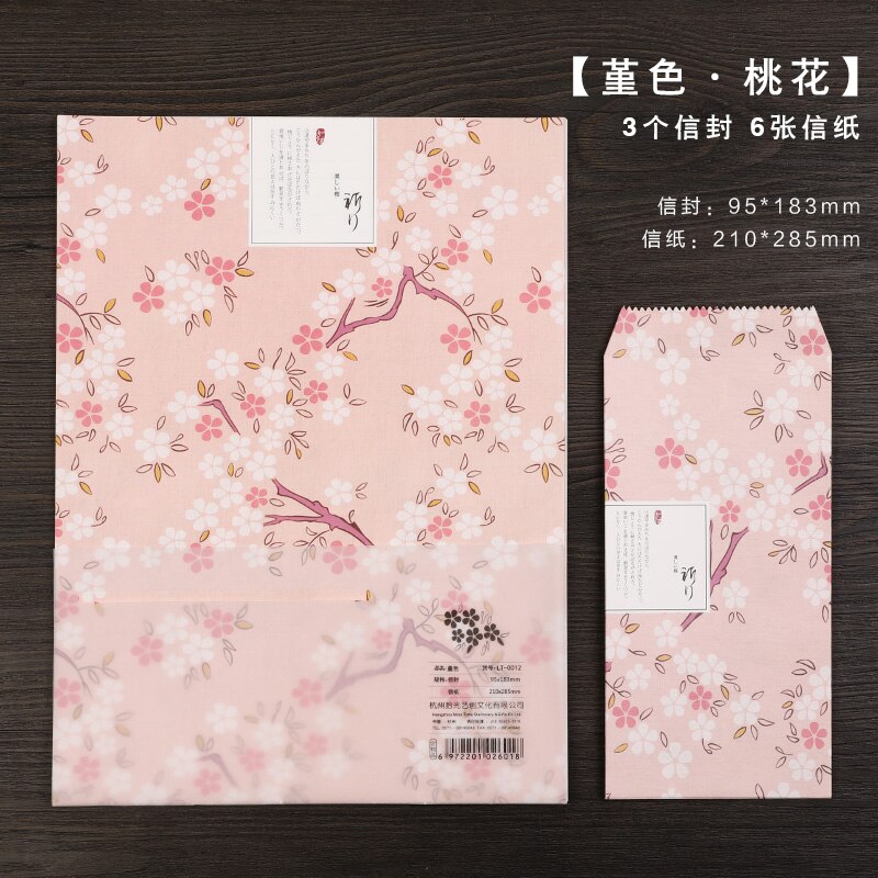 9 stk/sæt 3 konvolutter  + 6 skrivepapir sød smuk blomst stil farverig papir kuvert papirvarer: B