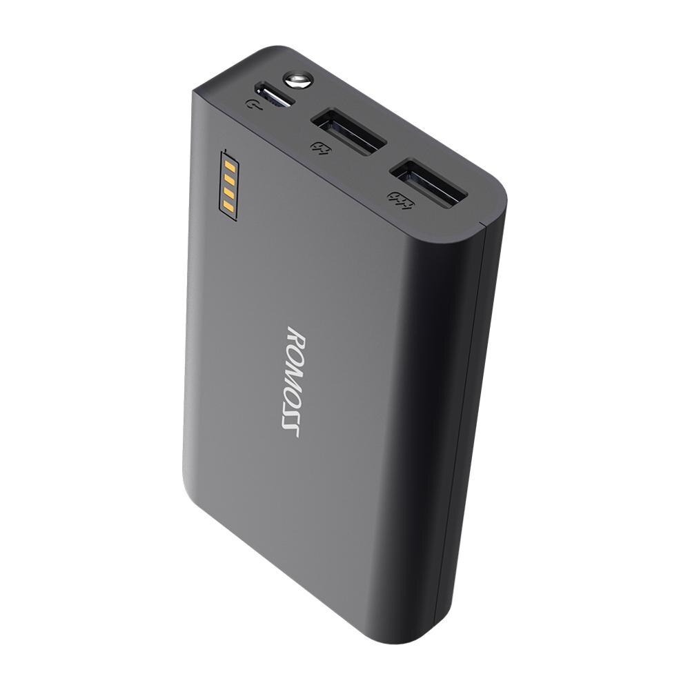 Romoss noir sens X 10000mAh rapide chargeur batterie externe QC 2.0 Portable double sortie USB pour téléphones tablette PC