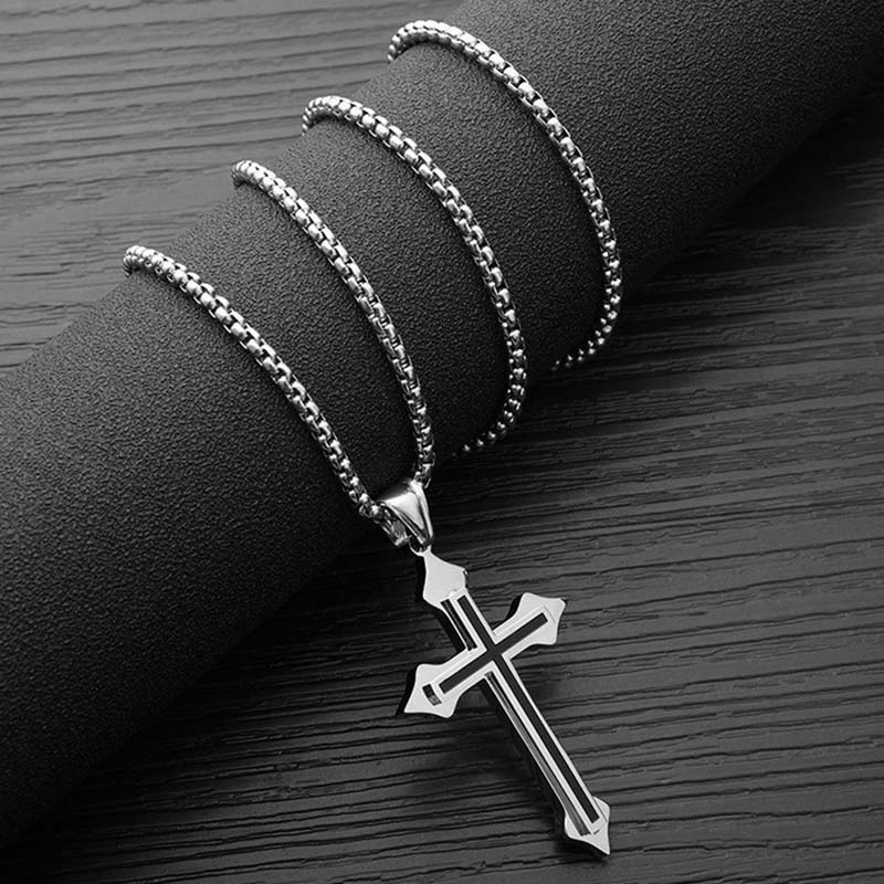 Punk Cool Street Style Necklaces Vintage Gothic Cross Pendant Necklace for Men and Women Hip-pop Neck Chain Jewelry