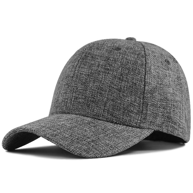 Casquette de baseball en lin pour hommes, grande taille, 55-60cm, 61-66cm, chapeau de soleil pour l'extérieur, cool, sport, snapback: Gray / 55-60cm