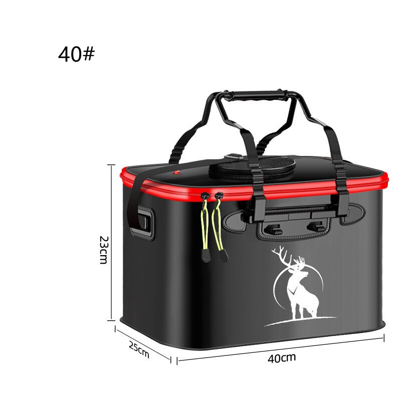 Sac de pêche EVA Portable, seau de pêche pliable, boîte de poissons vivants, conteneur d'eau de camping, sac de rangement de matériel de pêche: Black   40