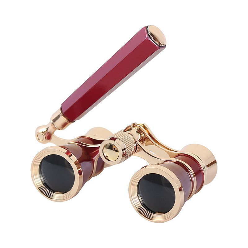 Mini beskyttelige vintage briller kikkert teleskop med håndtag kvinder multifunktionel opera teater hest: Rød