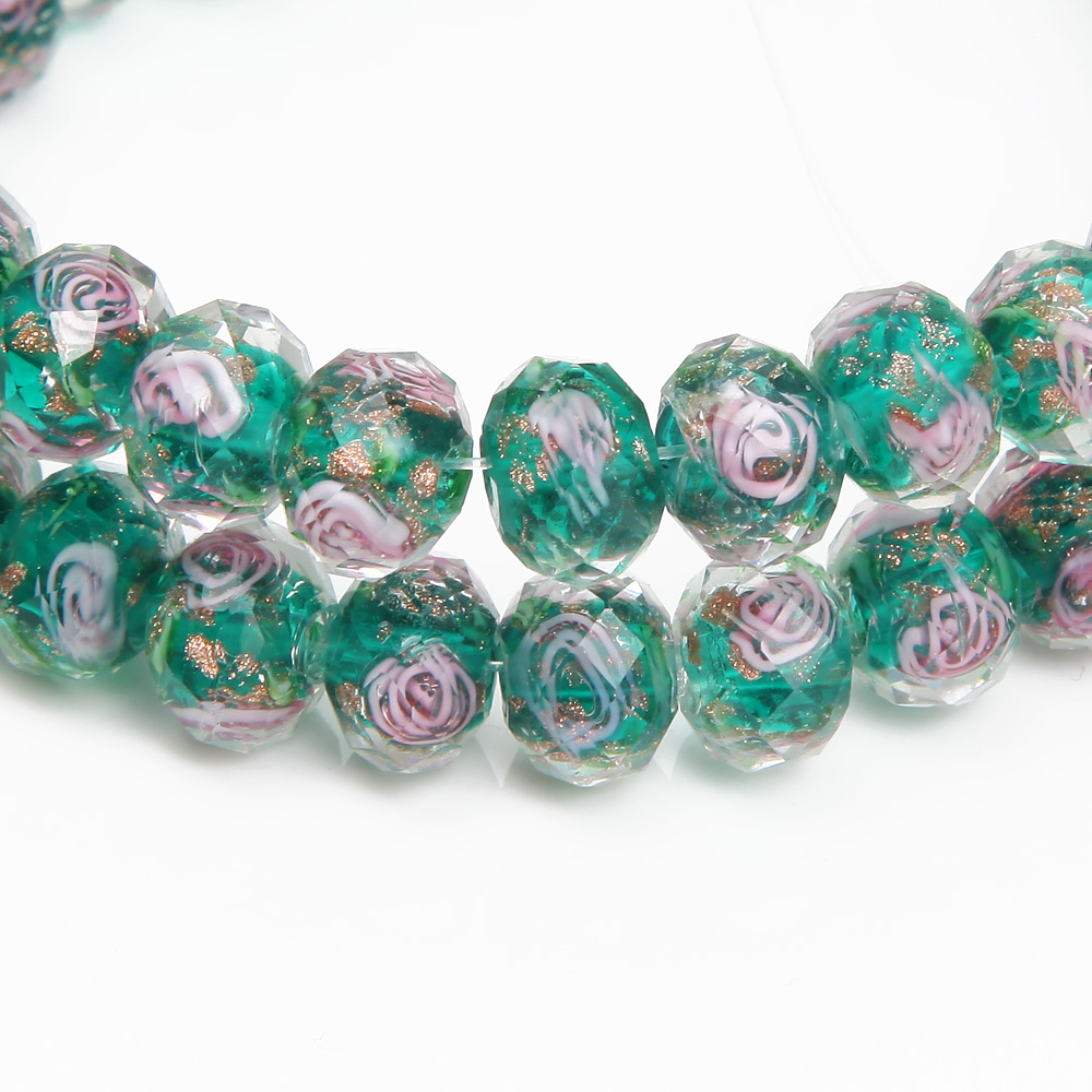 8/10mm Murano Glass Lampwork Beads for Jewelry Making Necklace Diy Bracelet Rondelle Faceted Flower Beads Accessories Supplies: Silver / 2mm
