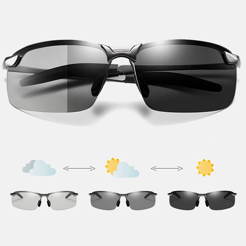 Men Polarized Driving Photochromic Sunglasses Chameleon Glasses Male Change Color Sun Glasses Day Night Vision Driver's Eyewear