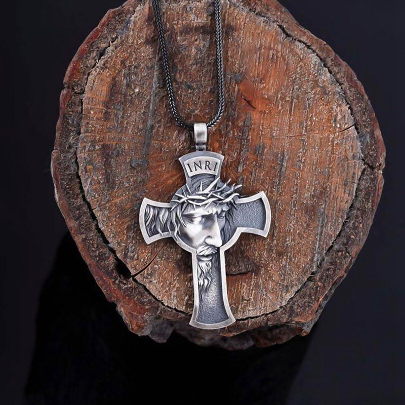 Männer Anhänger Einfache Dornenkrone Jesus Kreuz Halskette männer Schmuck Religiöse Retter retro Anhänger Halskette Zubehör