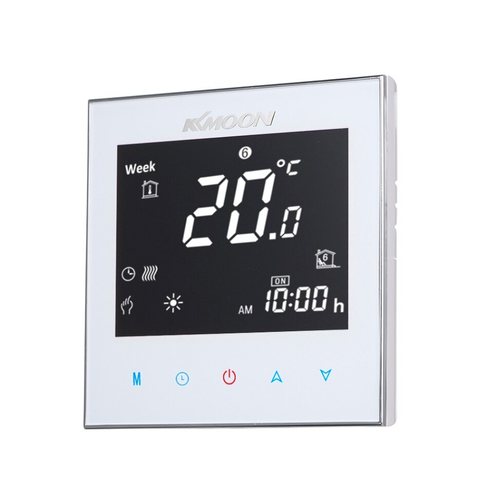 Controlador de temperatura con termostato WiFi para calefacción de suelo y Sensor de aire, funciona con Alexa, e IFTTT Google Home, CA 95-240V, 16A: Blanco