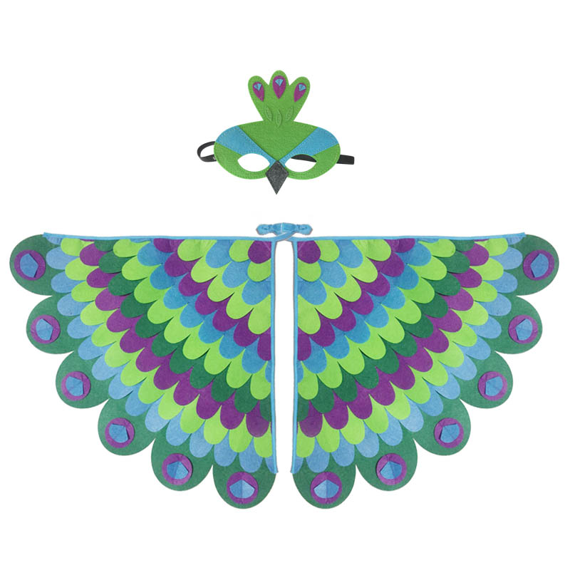 Disfraz de Halloween para niño y niña, traje de Halloween con ala de búho y pájaro con máscara, traje de Halloween para niño y niña, traje de Animal de lujo para niño pequeño, nuevos para niño: W19 Peacock