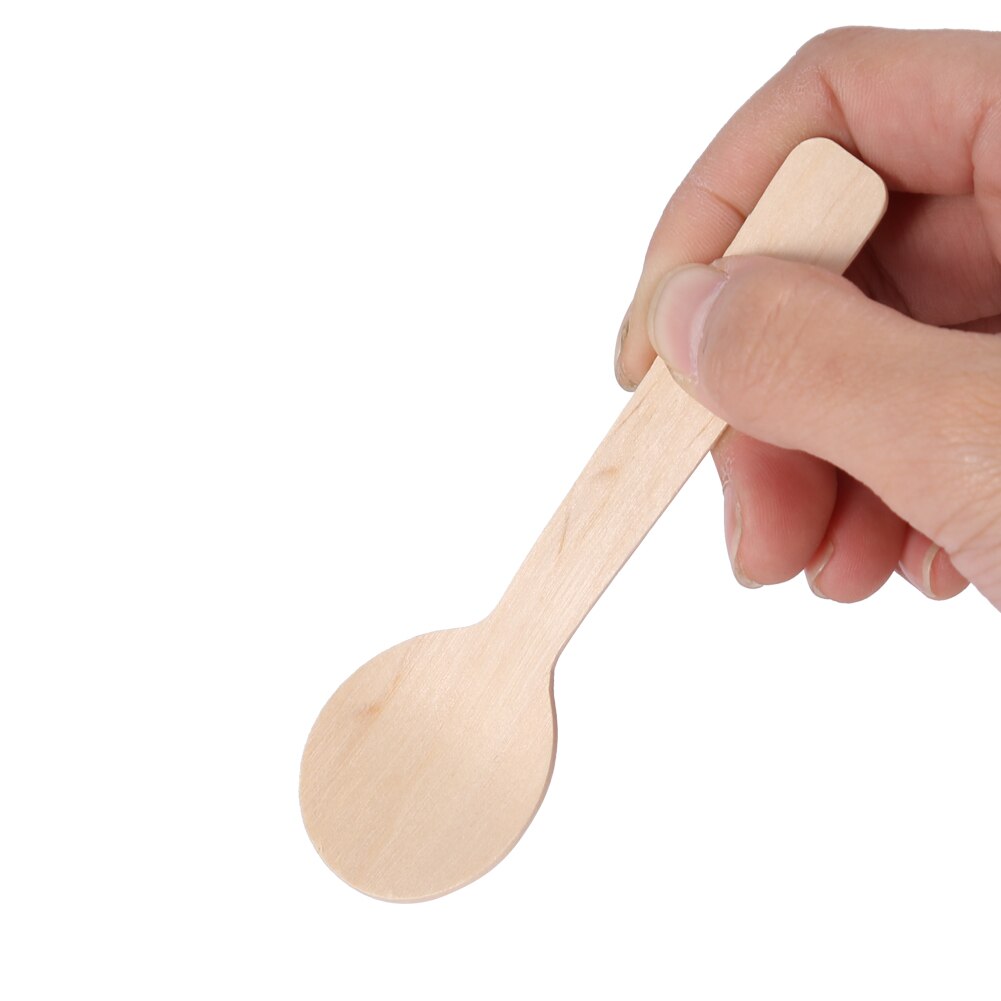 100pcs Disposable Wood Spoons Ice Cream Tea Spoon 10cm Flatware Cutlery Bupplies Party Tableware Kitchen Accessories