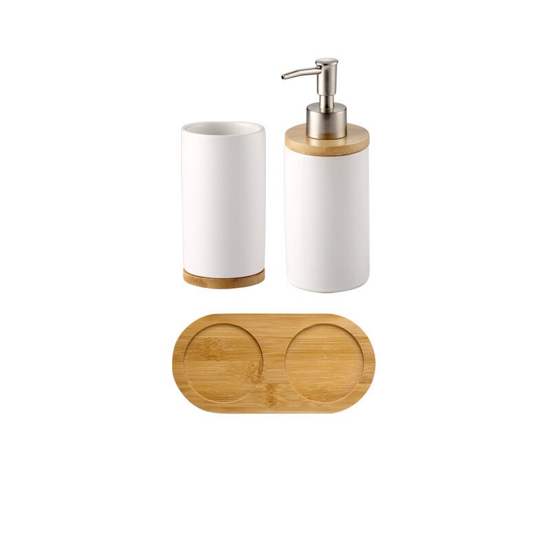 Ceramic Bamboo Bathroom Tumblers Mouth Cup Toothpaste Toothbrush Holder Soap Dispenser Kitchen Dishwashing Liquid Container: 7