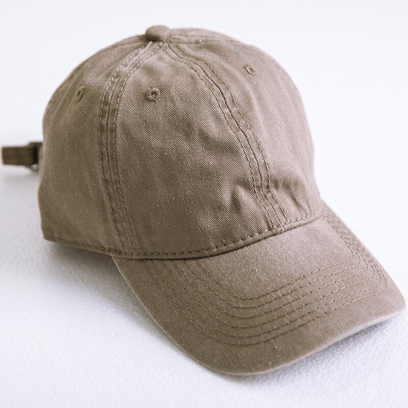 Lente Zomer katoen Gewassen Baseball Cap Mannen Vrouwen doen oude retro stijl Outdoor Zonnescherm Hoed Casual effen kleur baseball cap: Khaki