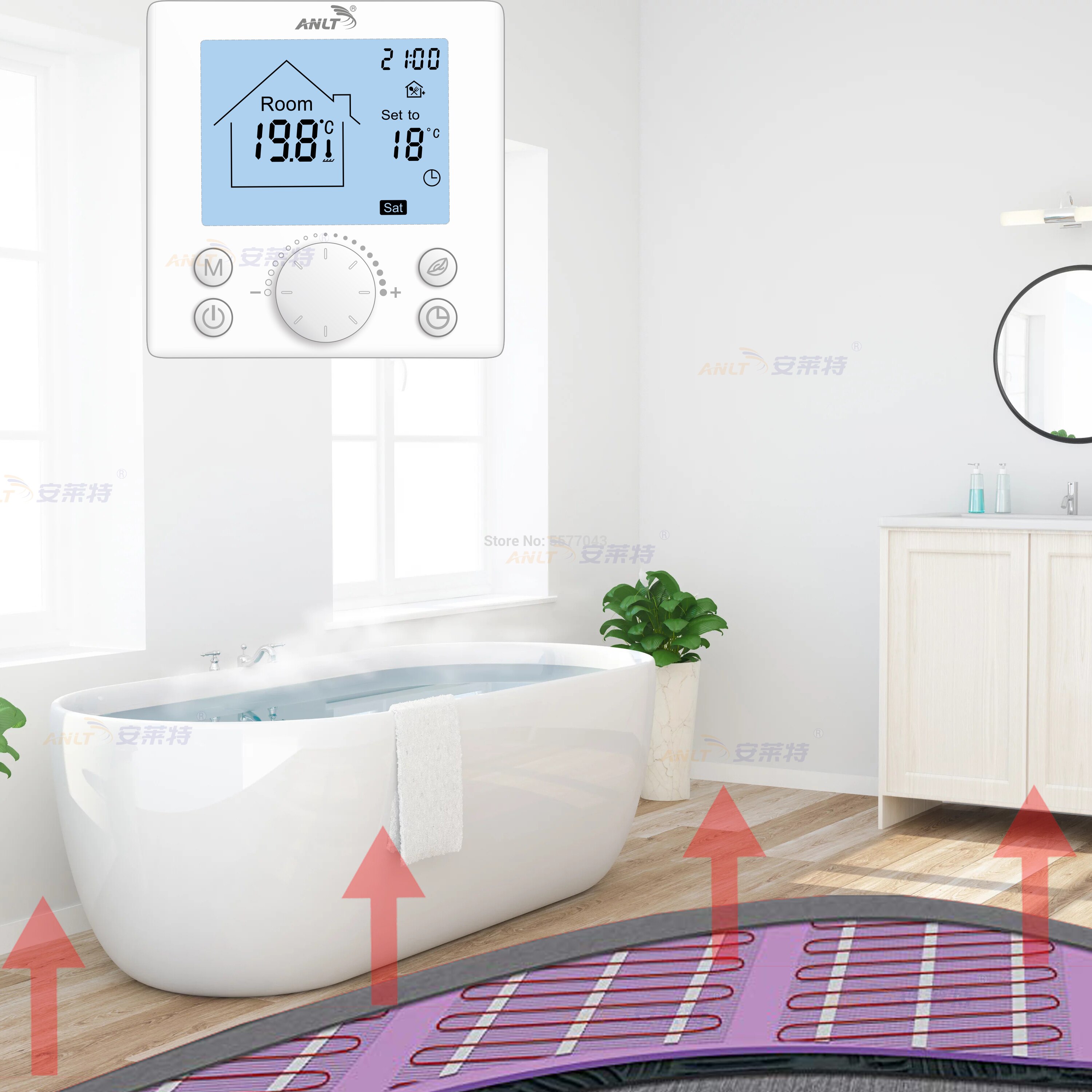 Termostat med sensor til gulvvarme 110 120 220 230v 16a