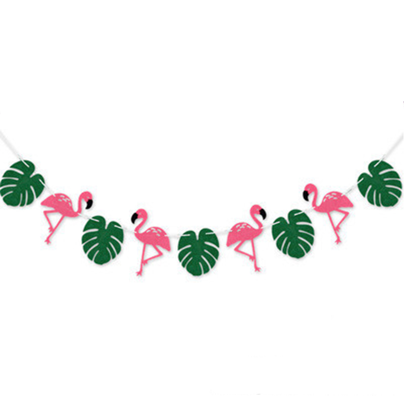 Hawaiian Tropical Party Decorations Pull Flower Bunting Pineapple Flamingo Happy Birthday Party Decor Banner Hawaii Pull Flag: Olive