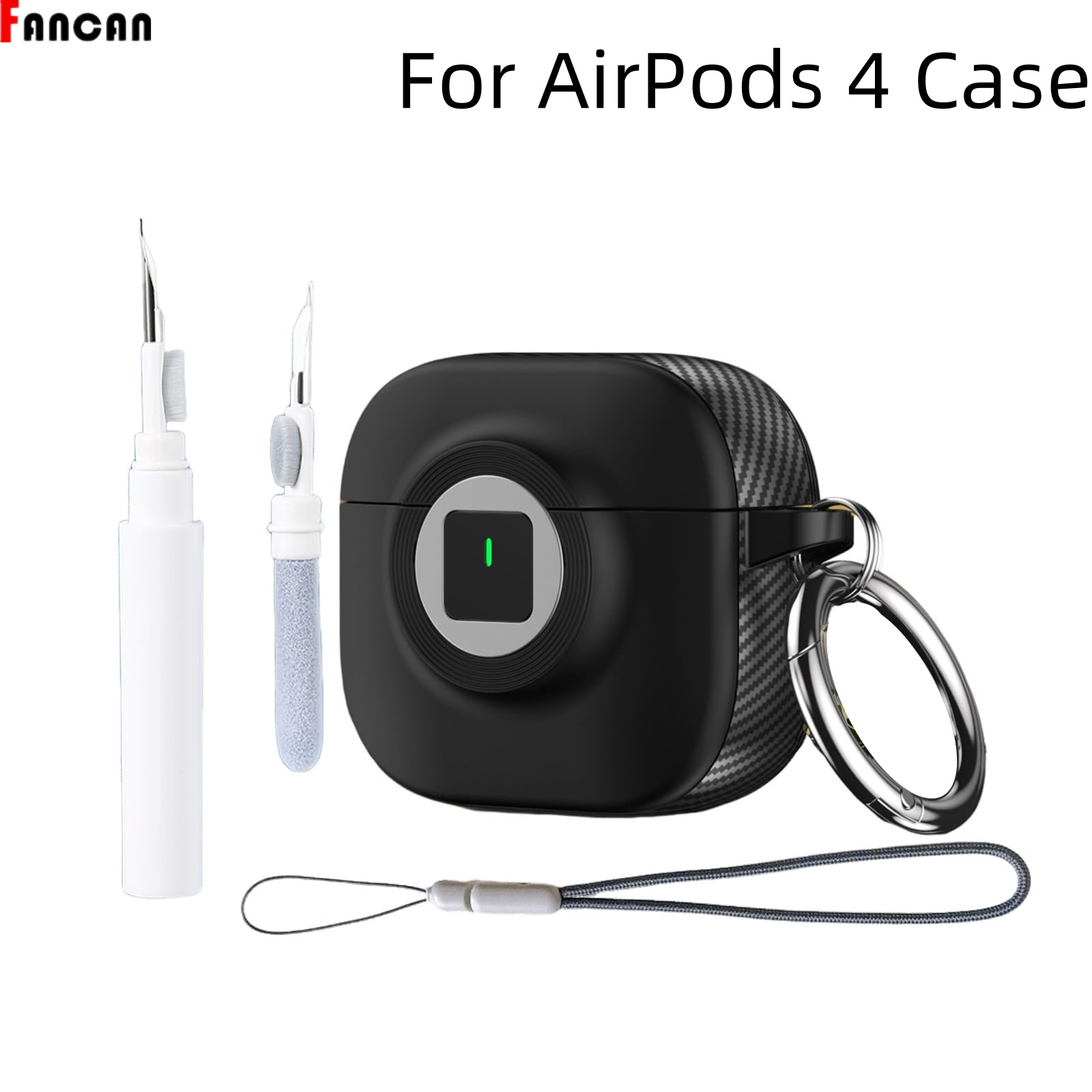 Étuis de verrouillage pour AirPods 4, étui ANC, étui cool mignon, housse de protection d'appareil photo avec lanière porte-clés et kit de nettoyage pour AirPods 4