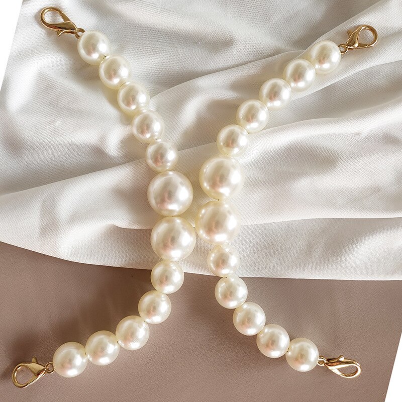 1 Pcs Pearl Beaded Short Bag Straps 24cm Short Shoulder Belt Purse Handle Diy Chain Bag Accessories women cute bead chain