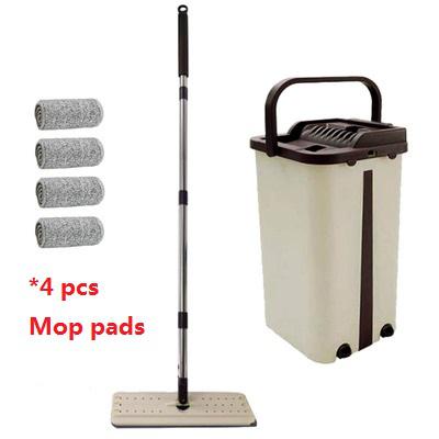 180 Spin Mop Flat Squeeze Mop Bucket Hand Easy Wringing Floor Cleaner Mop Microfiber Mop Pads Wet or Dry: 2