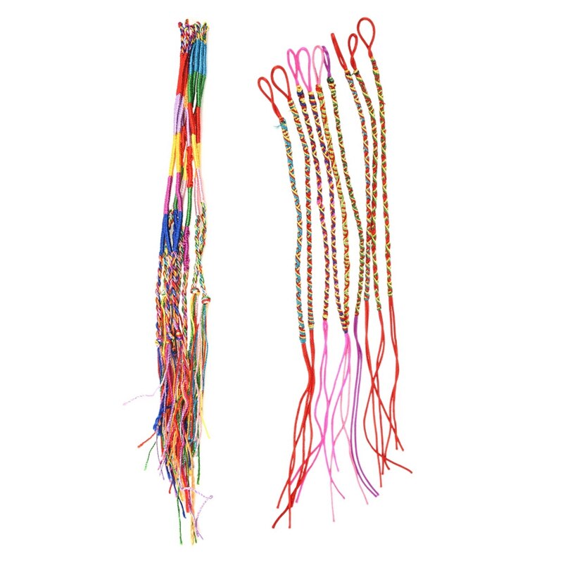 9x kleurrijke draadvriendschapsarmbanden geweven hippie & 9 stuks armbanden braziliaanse draadvlecht etnische veelkleurige 4
