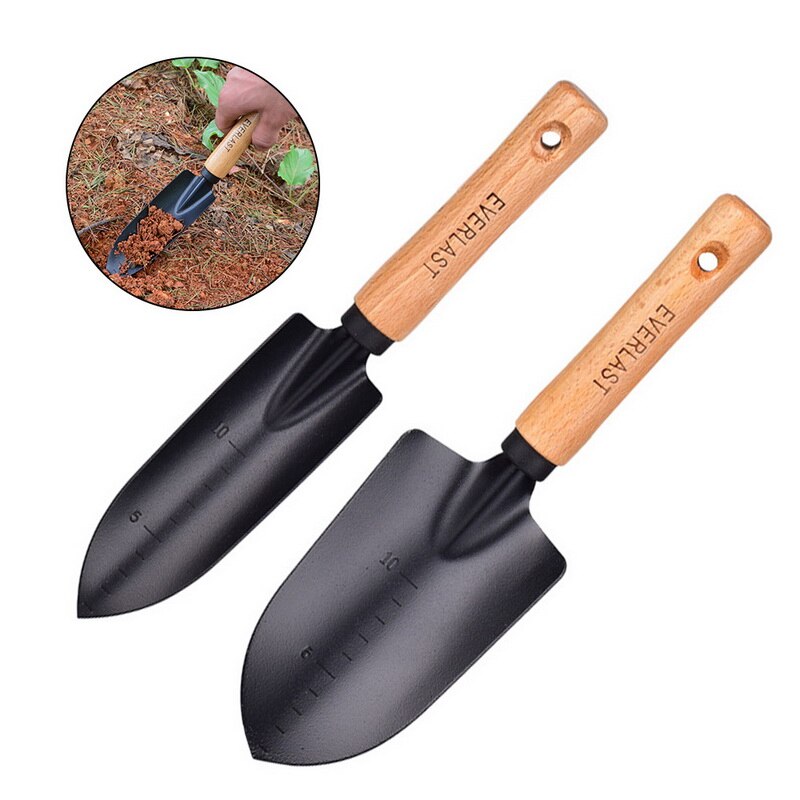 Carbon Steel Garden Shovel Flower Planting Shovel Garden Wooden Handle Gardening Hand Tools for Roots and Planting