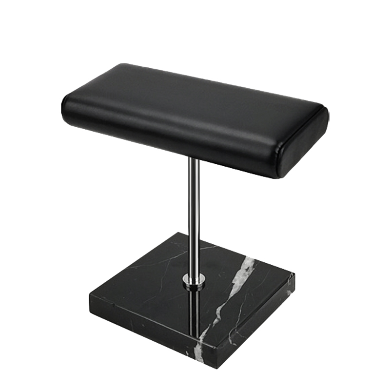 Watch Stand - Marble Base Metal Rod Display - Jewelry Bracelet Holder: Black silver