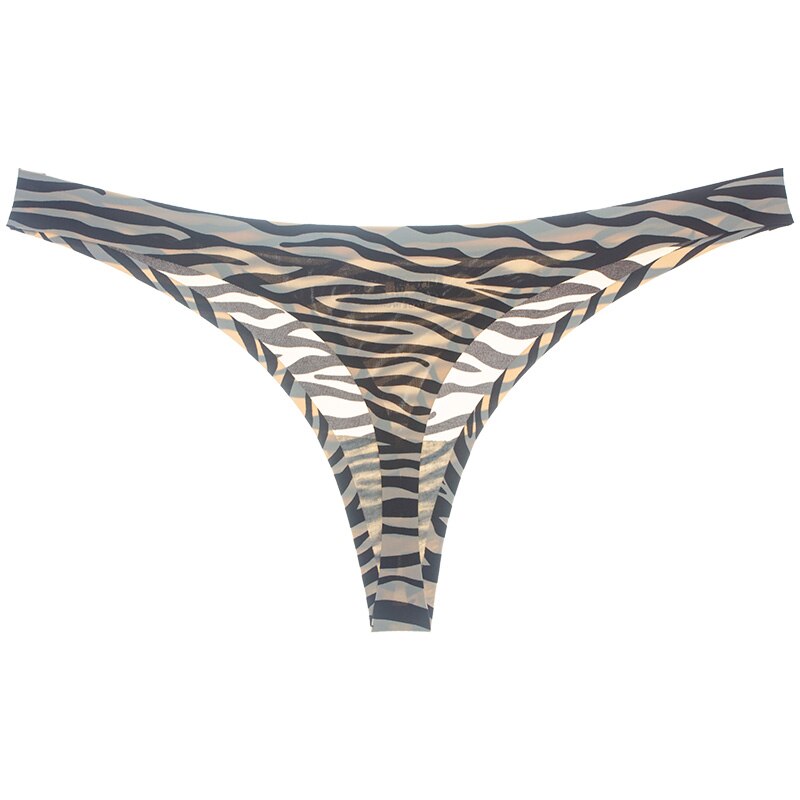 Culotte pour femmes, sous-vêtement imprimé d&#39;animaux, sans couture, string sans Trace, Lingerie, G-string, M-XL: Zebra / L