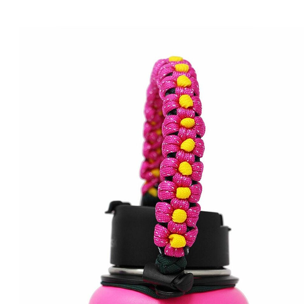 Paracorde pour bouteille d&#39;eau de randonnée avec anneau, sangle à large bouche, accessoires de voyage tressés, porte-gobelet Simple pour Hydro-gourde: Red